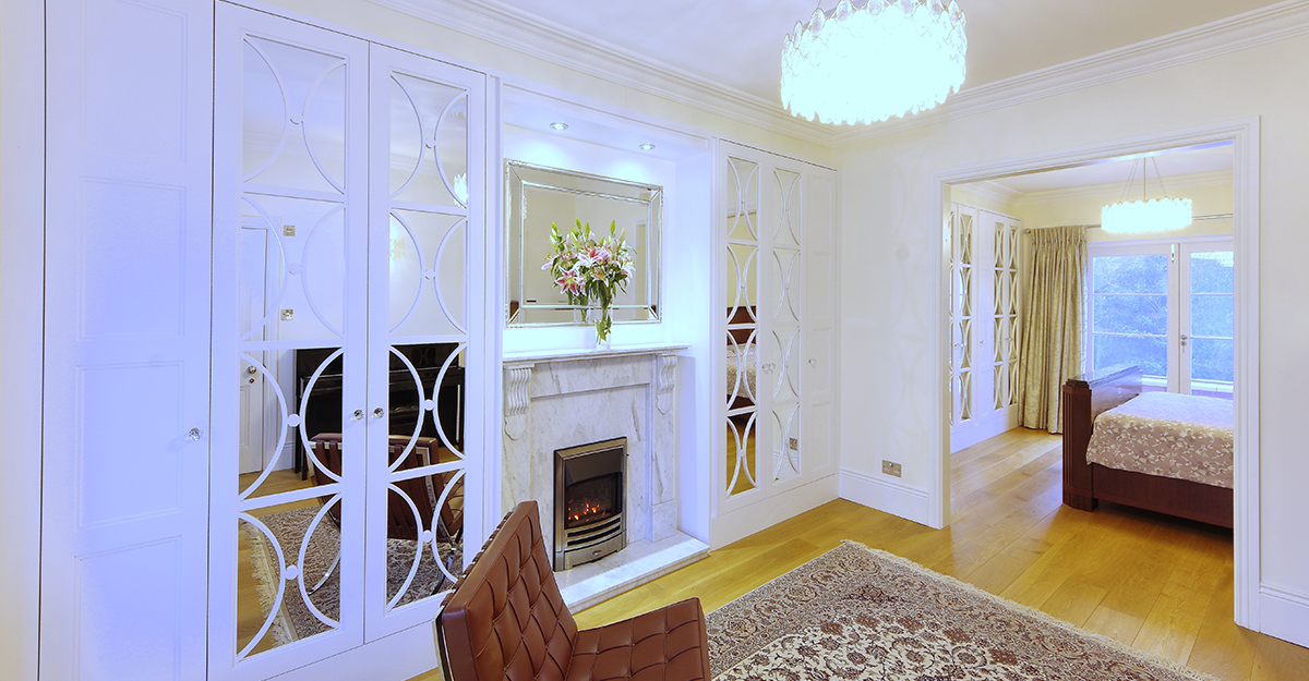 white hand painted fret work bedroom kent